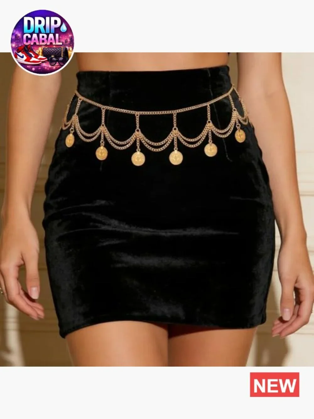 Metal Chain Belt with Lobster Clasp Adjustable Fit for Waist